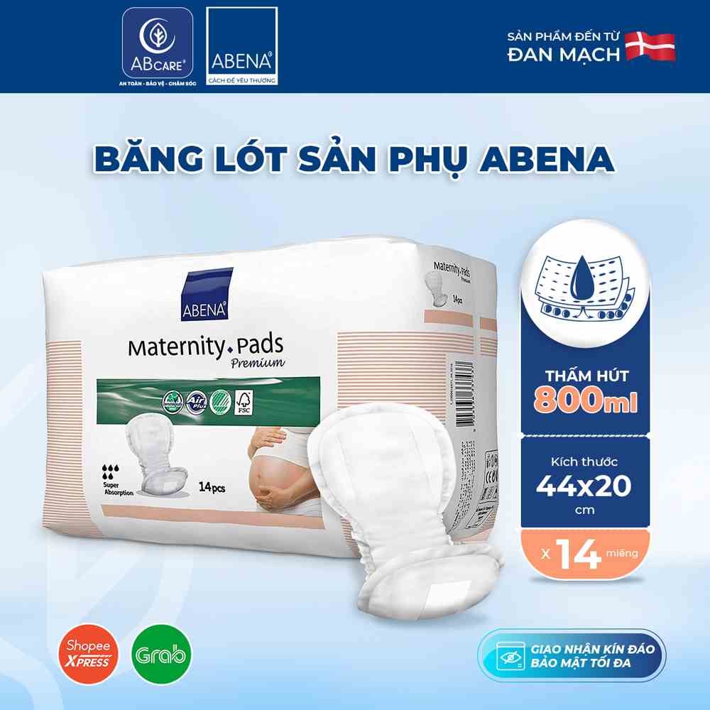 Băng lót sản phụ Abena Materity Pads Premium - Nhập khẩu Đan Mạch (Gói 14 miếng)