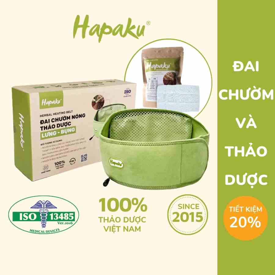 Combo Đai Quấn Nóng Thảo Dược Giảm Đau Lưng Hông, Giảm Mỡ Bụng Dùng Điện & Tấm thảo dược thay thế - Hapaku