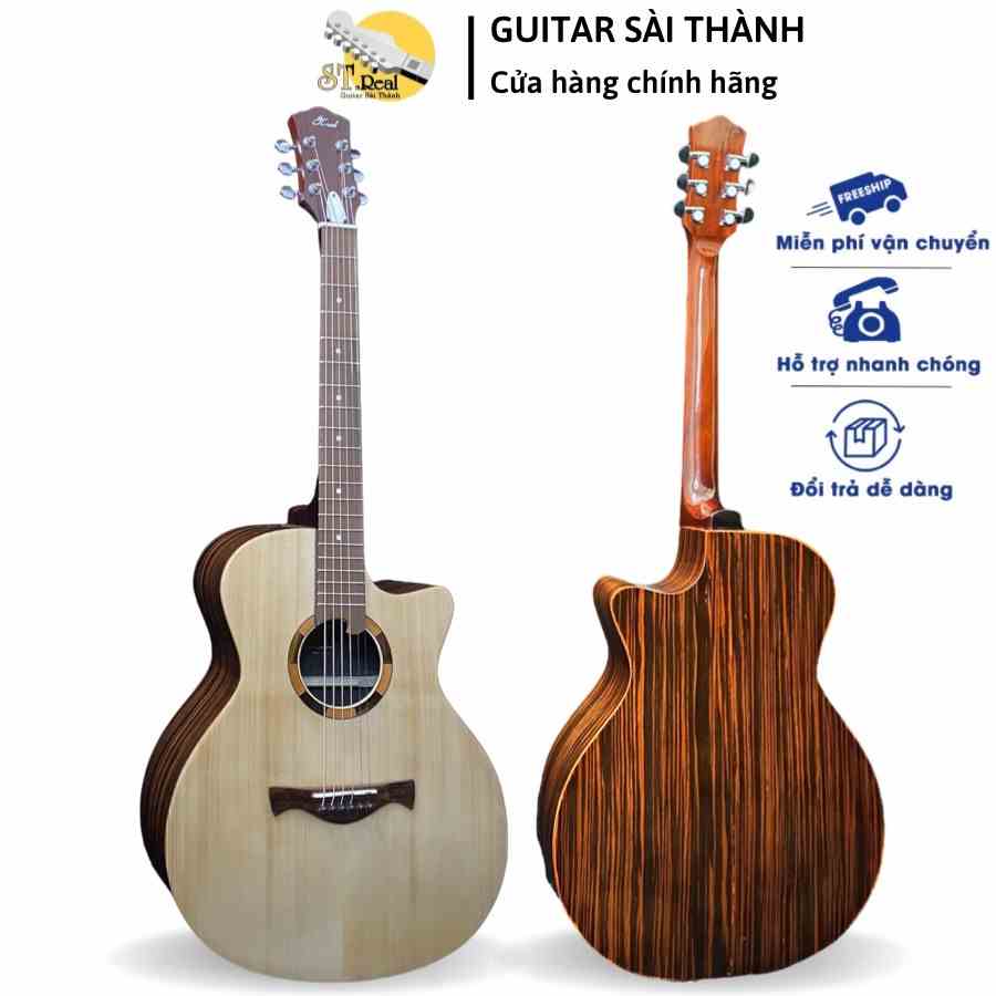 [MÃ giảm 40K]Đàn Guitar Mã ST-X2 gỗ POLYWOOD EBONY Chính Hãng ST.Real Guitar Sài Thành vân gỗ thật kích thước full size