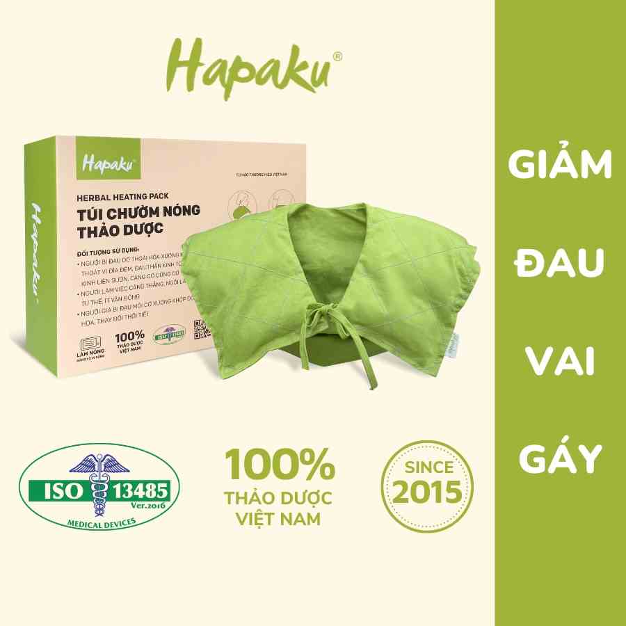 Túi Chườm Nóng Thảo Dược Giảm Đau Vai Gáy Cổ, Giãn Cơ Căng Cứng, Lưu Thông Khí Huyết, 100% Thảo Mộc Tự Nhiên - Hapaku