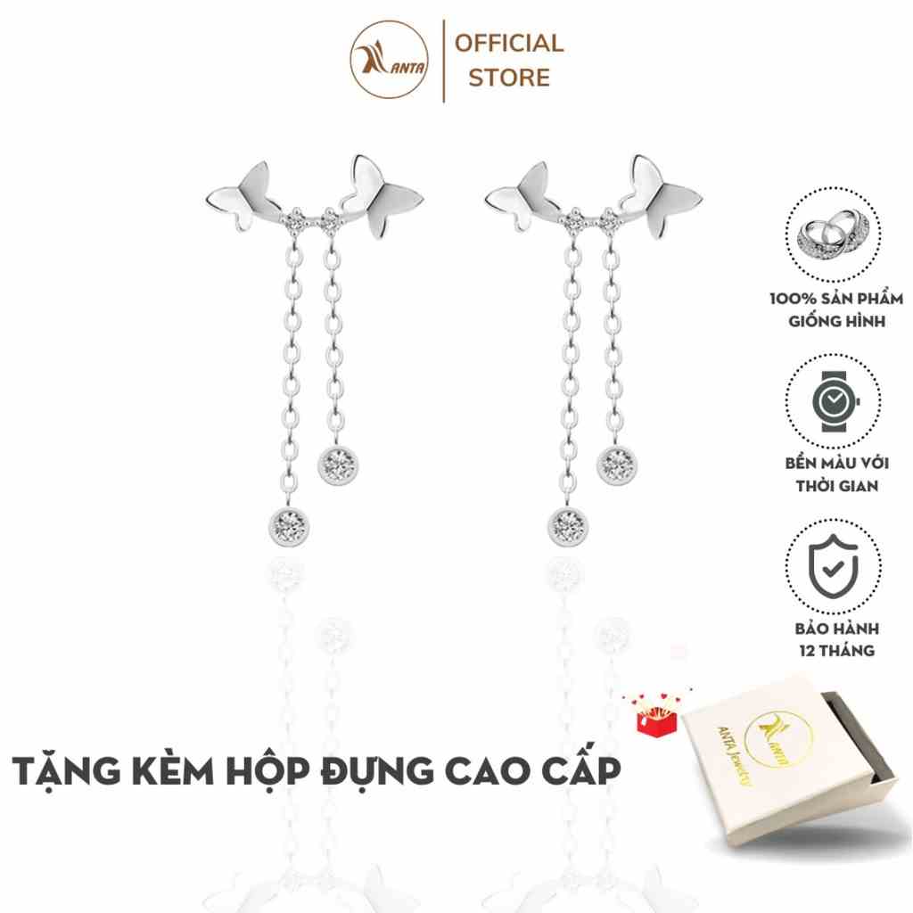 [Mã BMLTB35 giảm đến 35K đơn 99K] Bông tai bạc 925 Hình Bướm Tua Rua Đính Pha Lê Dành Cho Nữ - ANTA Jewelry ATJ3022