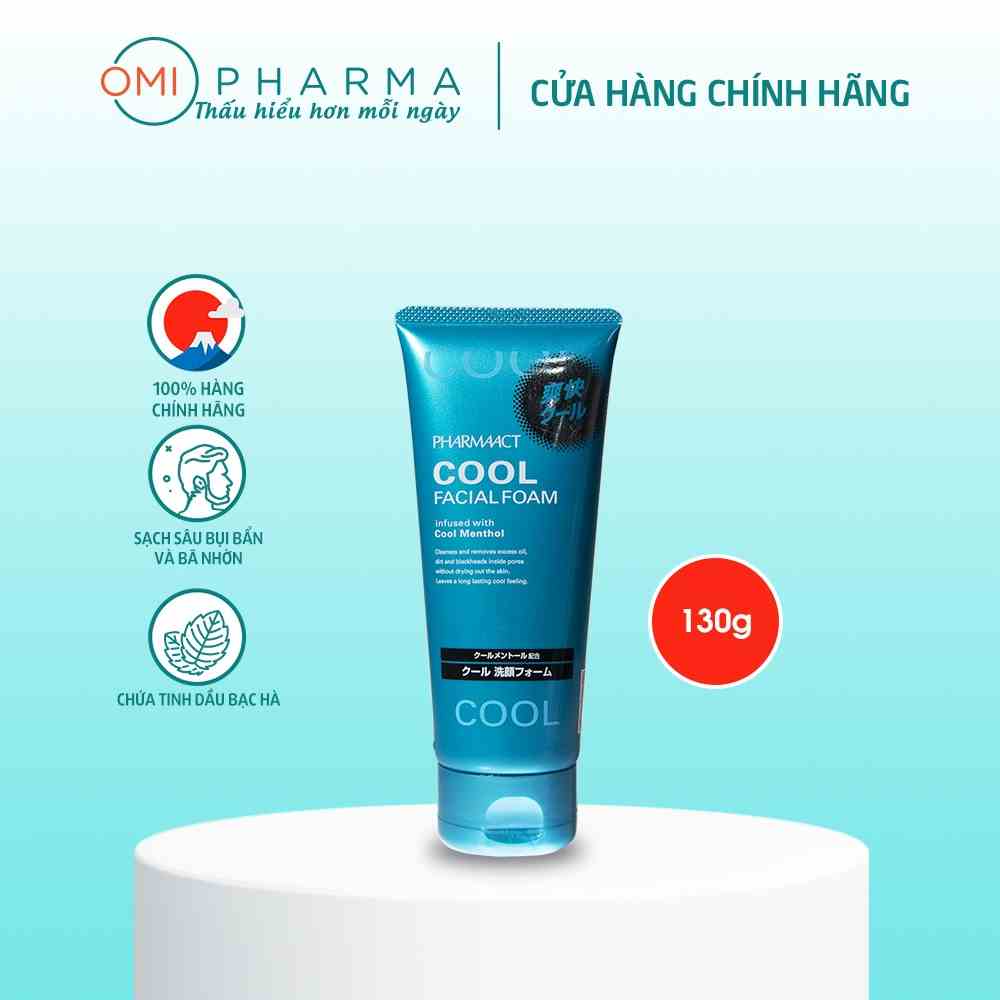 Sữa Rửa Mặt Bạc Hà Mát Lạnh Cho Nam Giới Pharmaact Cool Facial Foam (130g)