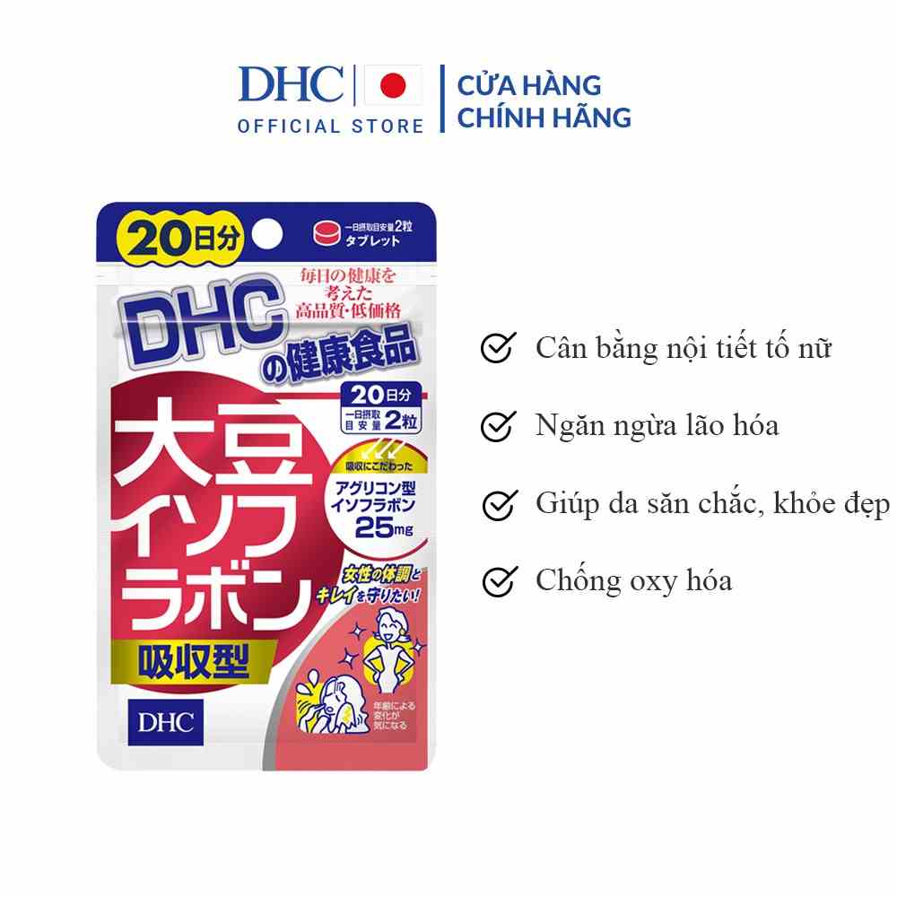 Viên uống Mầm đậu nành DHC giúp đẹp da, cân bằng nội tiết tố gói 40 viên (20 ngày)