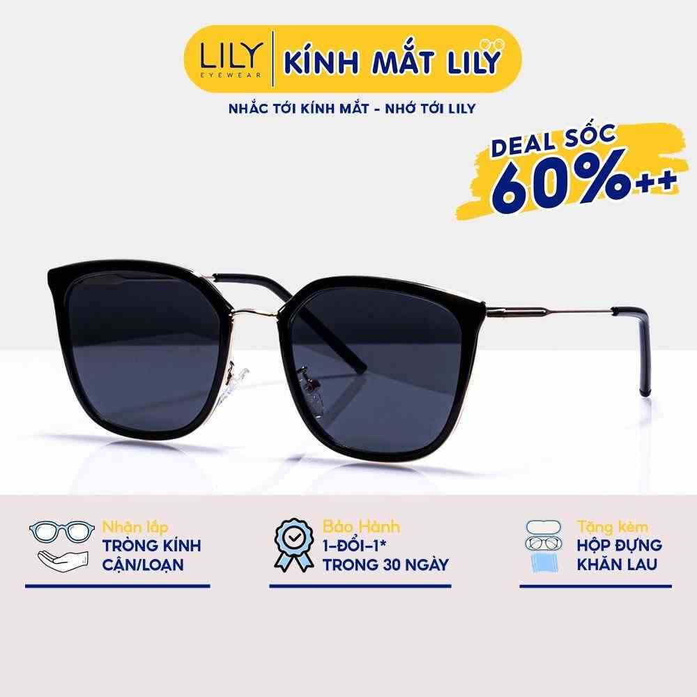 Kính mát nữ Lilyeyewear mắt vuông càng kim loại thanh mảnh nhẹ nhàng màu sắc thời trang 7471