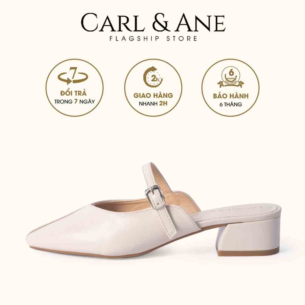 [Mã BMLTB35 giảm đến 35K đơn 99K] Carl & Ane - Dép cao gót thời trang phối dây mảnh tinh tế cao 4cm màu kem - EL017