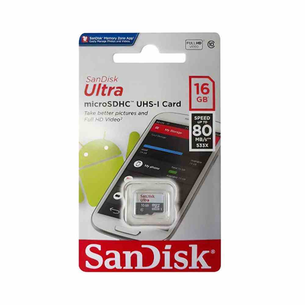 Thẻ nhớ Micro SDHC Sandisk 16GB (class 10) Ultra - Bảo hành 84 tháng