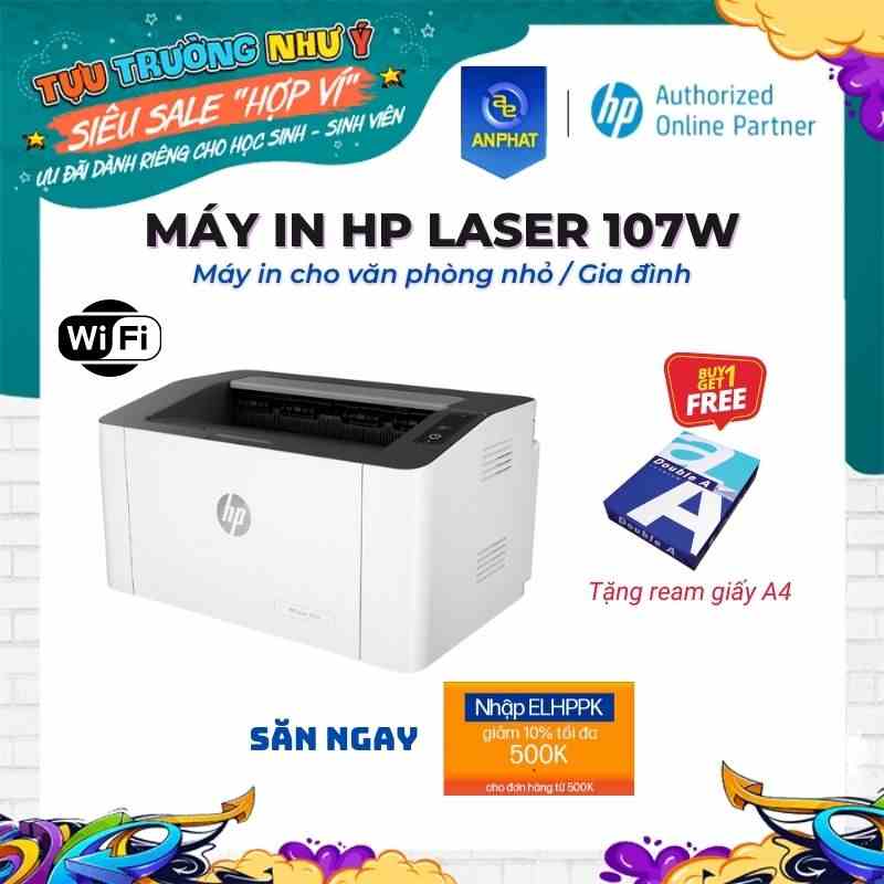 [Mã ELHPPK giảm 10% đơn 500K] Máy in Laser đơn năng đen trắng HP 107A / 107W