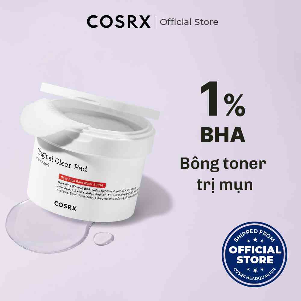 Hộp 70 bông toner tẩy tế bào chết COSRX BHA One Step Original Clear 135ml