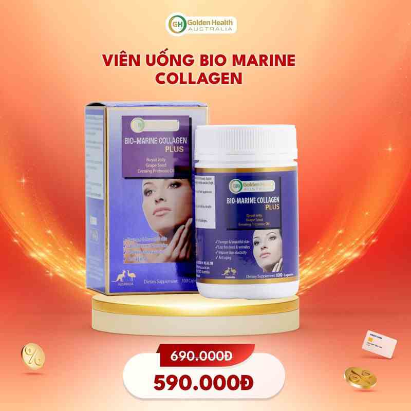 [Mã BMTTC60K giảm đến 60K đơn 50K] [GOLDEN HEALTH] Viên uống đẹp da Collagen - Bio-Marine Collagen Plus hộp 100 viên