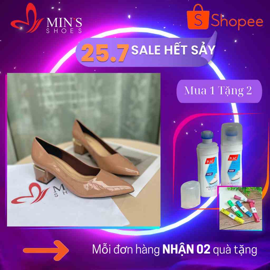 (MUA 1 TẶNG 2 - DUY NHẤT 25-27/07) Mins Shoes - Giày Gót Vuông V201