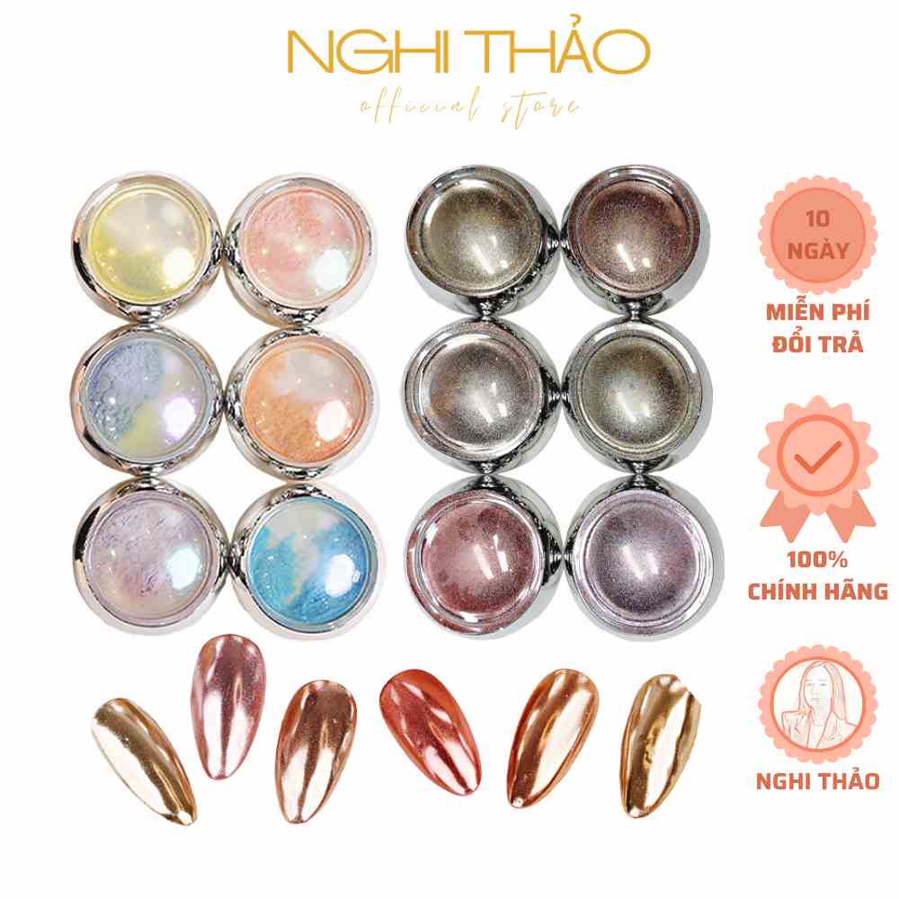 Bột tráng gương nail NGHI THẢO set 6 màu