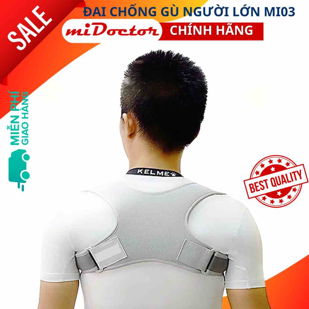 [Loại Nâng Cấp] Đai Chống Gù Lưng Cho Dân Văn Phòng - Hàng Chính Hãng miDoctor mi03 - Màu Xám Sáng