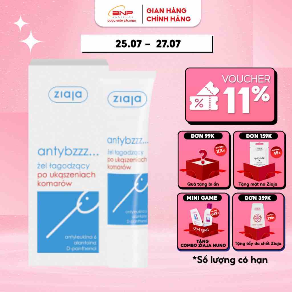 Kem dưỡng da bôi muỗi đốt, côn trùng cắn Ziaja Antybzzz…Zel Lagodzacy Po Ukaszeniach Komarow dịu nhẹ, lành nhanh 30ml