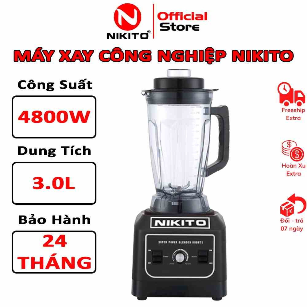 Máy Xay Sinh Tố Công Nghiệp NIKITO 4800W Nhật Bản chuyên dụng nhà hàng, khách sạn, quán coffee, xay đá, rau má,thịt cá..