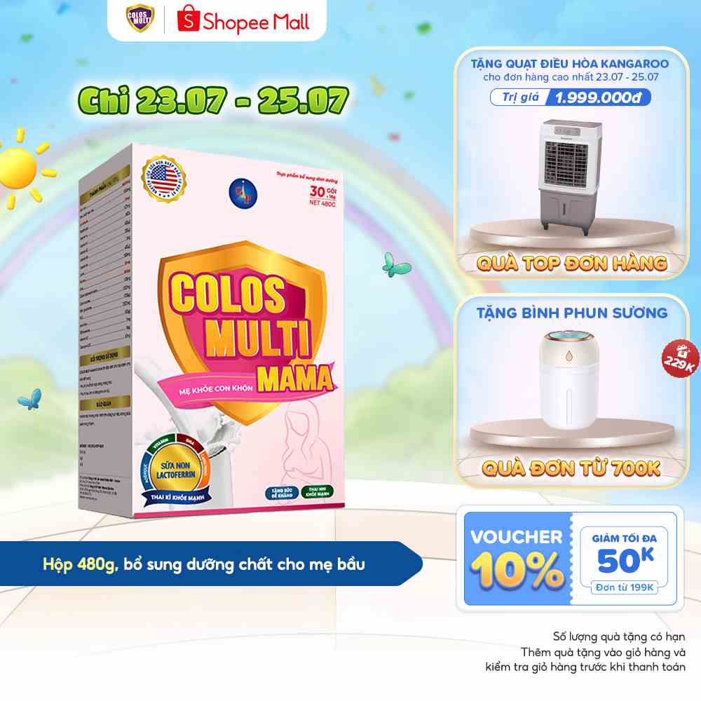 [MKBSBDCL8 giảm 10% đơn 600K] Sữa bột Colosmulti Mama hộp 480g tăng cường sức đề kháng, dưỡng chất cho bà bầu