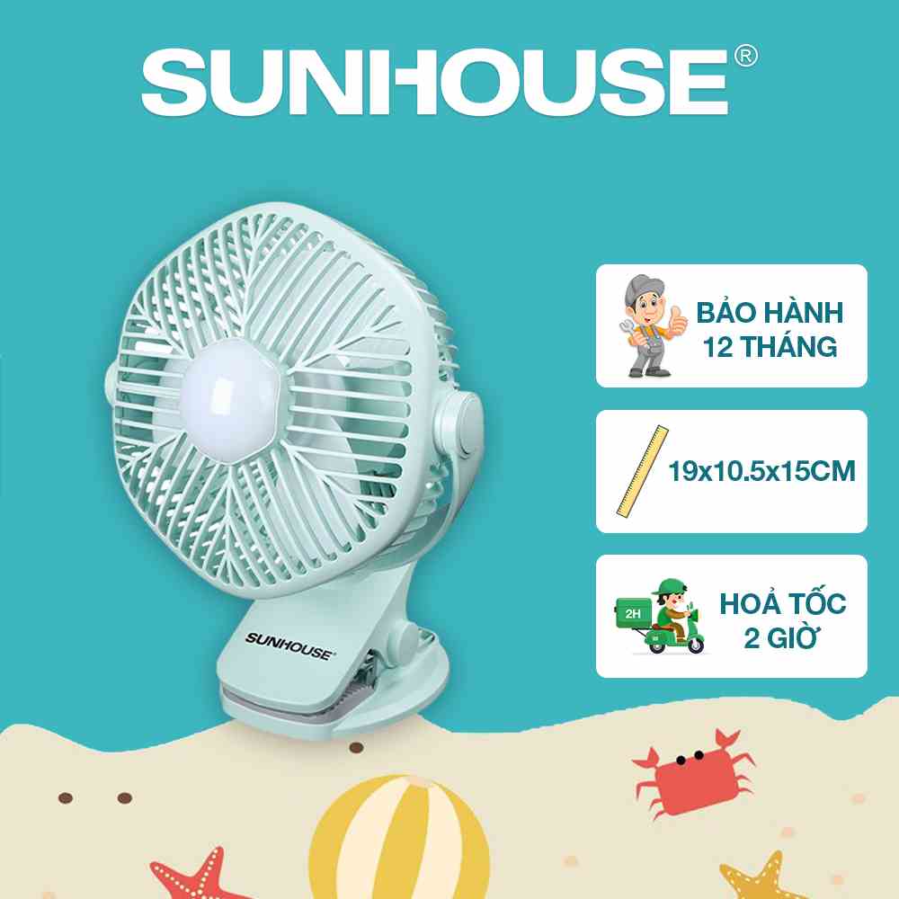 Quạt sạc mini SUNHOUSE SHD7111 - Bảo hành chính hãng 12 tháng