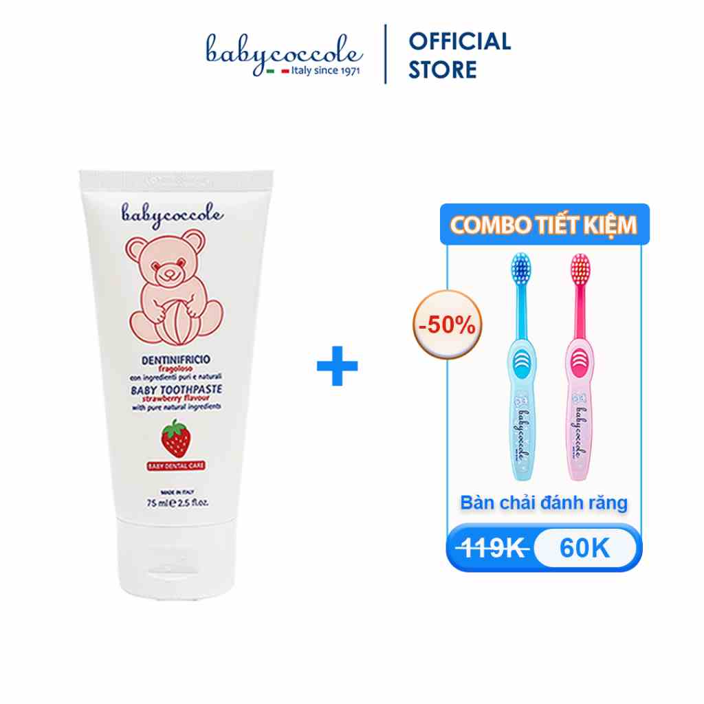 Combo Kem Đánh Răng và Bàn Chải Đánh Răng cho Bé Babycoccole 12M+