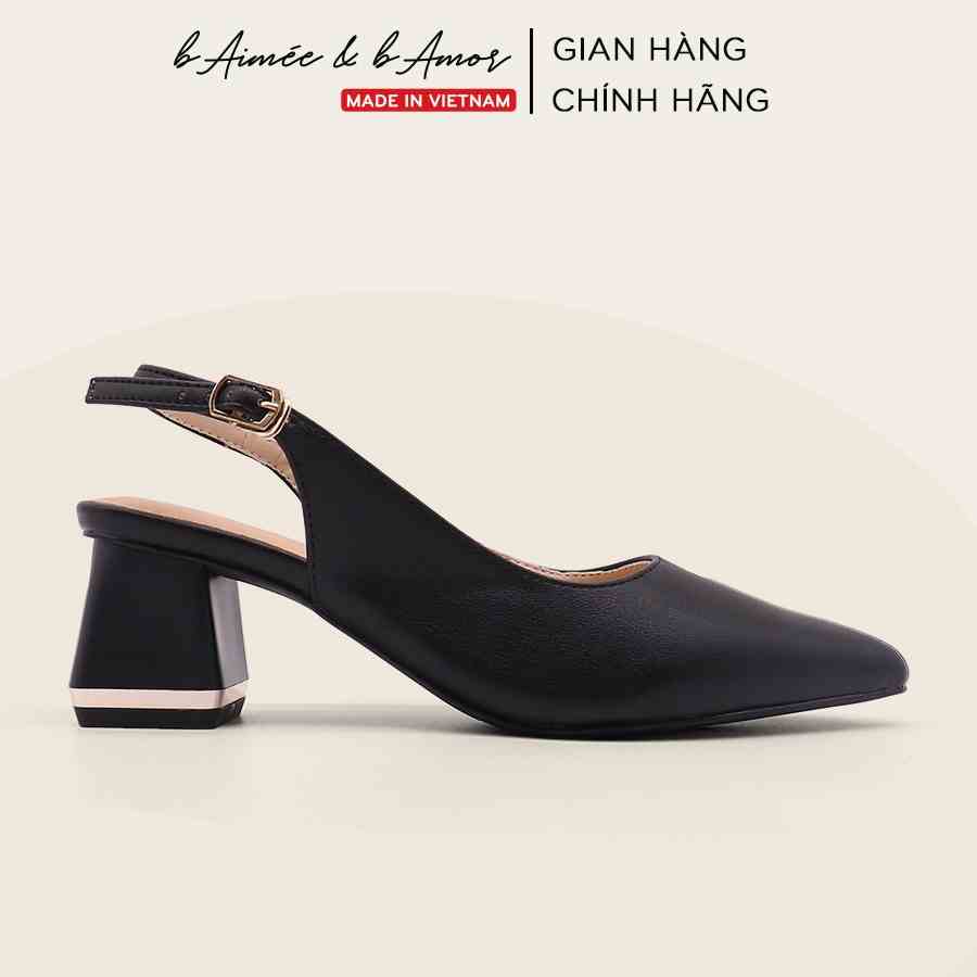 Giày cao gót nữ 5p Metalic Slingback bít mũi quai sau mũi nhọn đế vuông thời trang bAimée & bAmor - MS1675