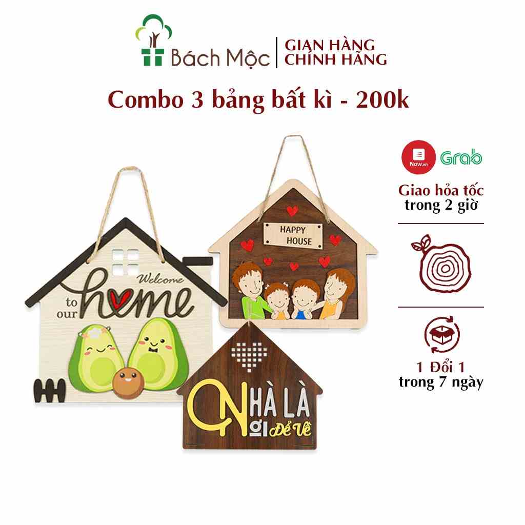 [Mã BMLTA35 giảm đến 35K đơn 99K] Combo 3 Bảng Gỗ Trang Trí Nhà Cửa BÁCH MỘC Tự Chọn Nhiều Mẫu Treo Tường, Treo Cửa