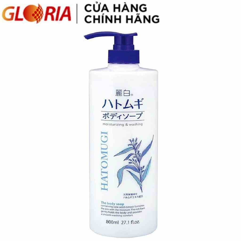 Sữa Tắm Sáng Da, Giảm mụn, Trẻ Hóa Da Reihaku Hatomugi Moisturizing & Washing The Body Soap 800ml