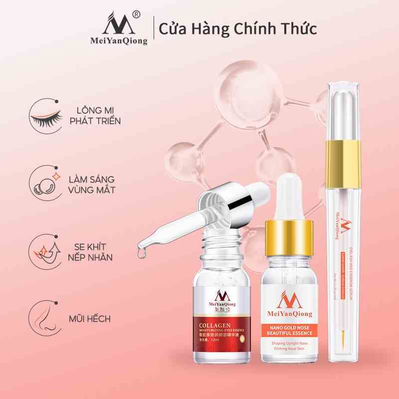 Bộ chăm sóc mắt MeiYanQiong với tinh chất thảo mộc dài mi 3ml/ dưỡng da mũi săn chắc 10ml/ collagen chống lão hóa 12ml