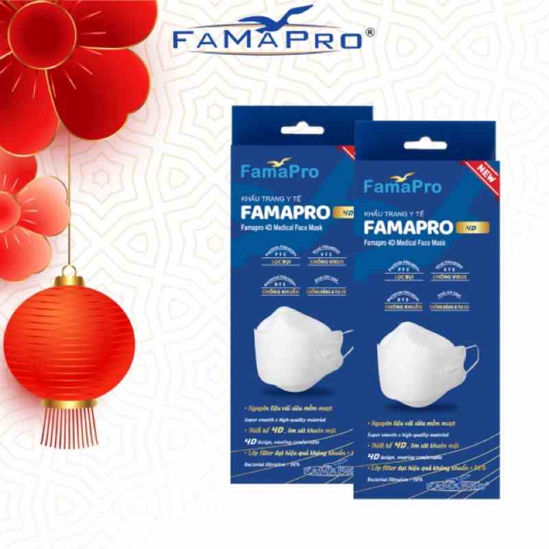 [4D MASK COMBO 2 HỘP 10 CÁI] Khẩu trang y tế cao cấp kháng khuẩn 3 lớp Famapro 4D