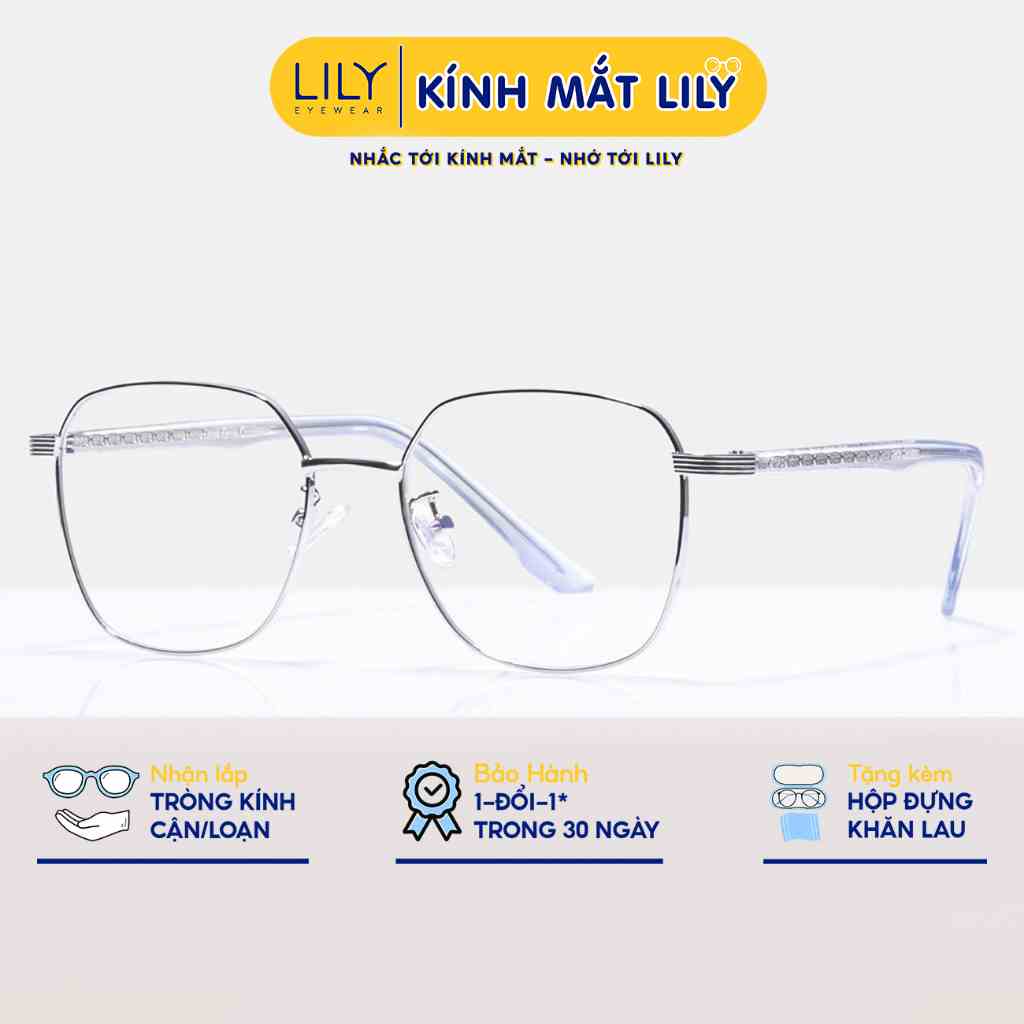 Gọng kính cận kim loại nam nữ Lilyeyewear mắt tròn màu sắc thời trang thiết kế chắc chắn 1013