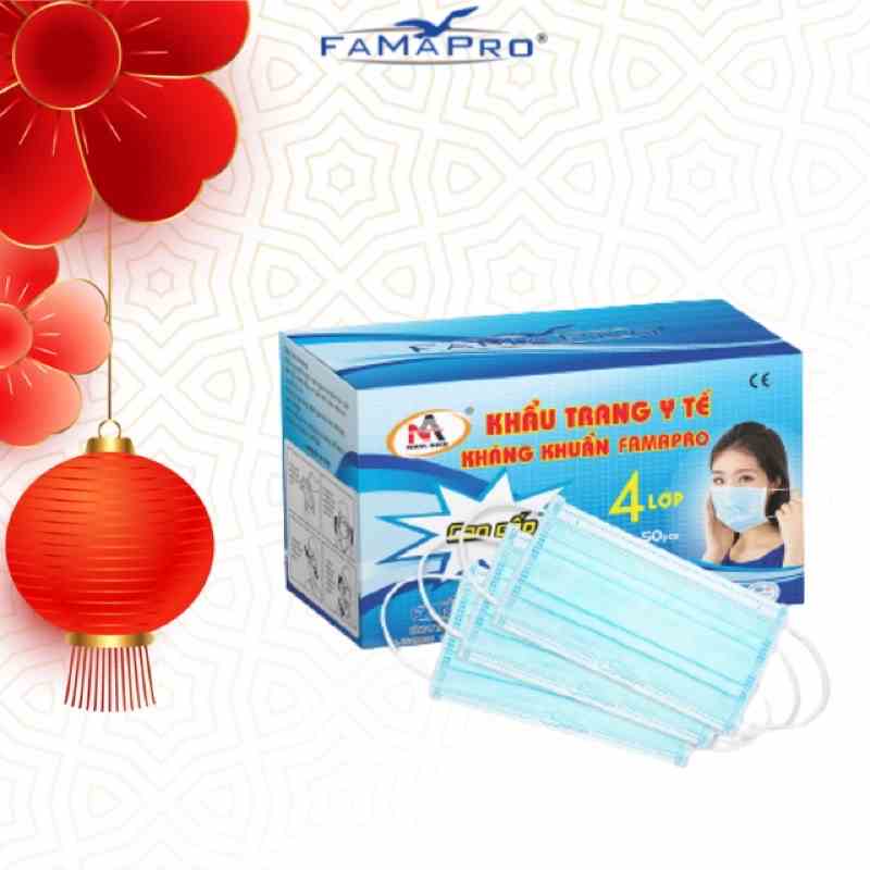 [ Famapro Cô Gái ] Khẩu trang y tế 4 lớp kháng khuẩn Famapro ( 50 cái/ hộp)