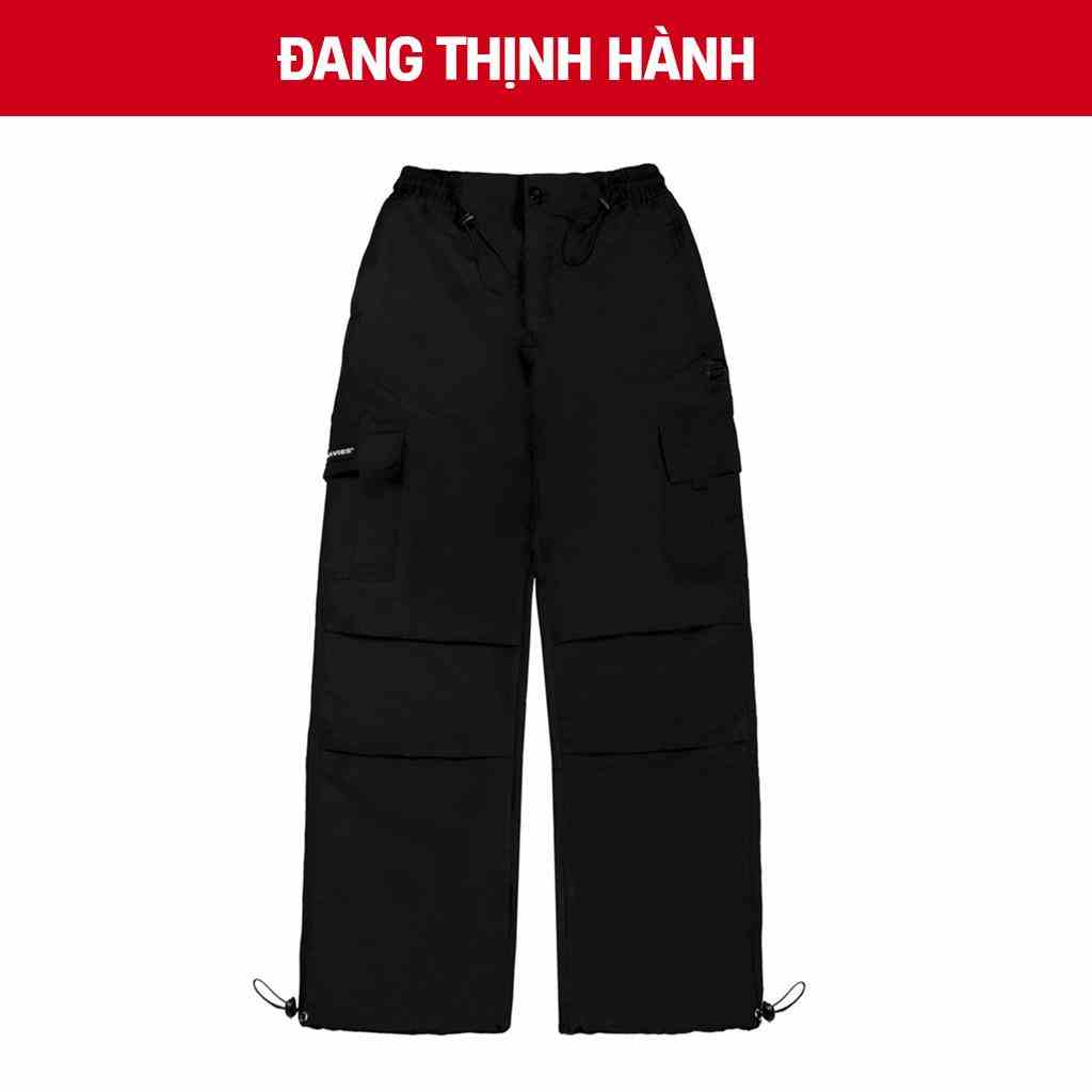 Quần ống rộng nam túi hộp, vải dù màu đen local brand Davies | D31-Q3