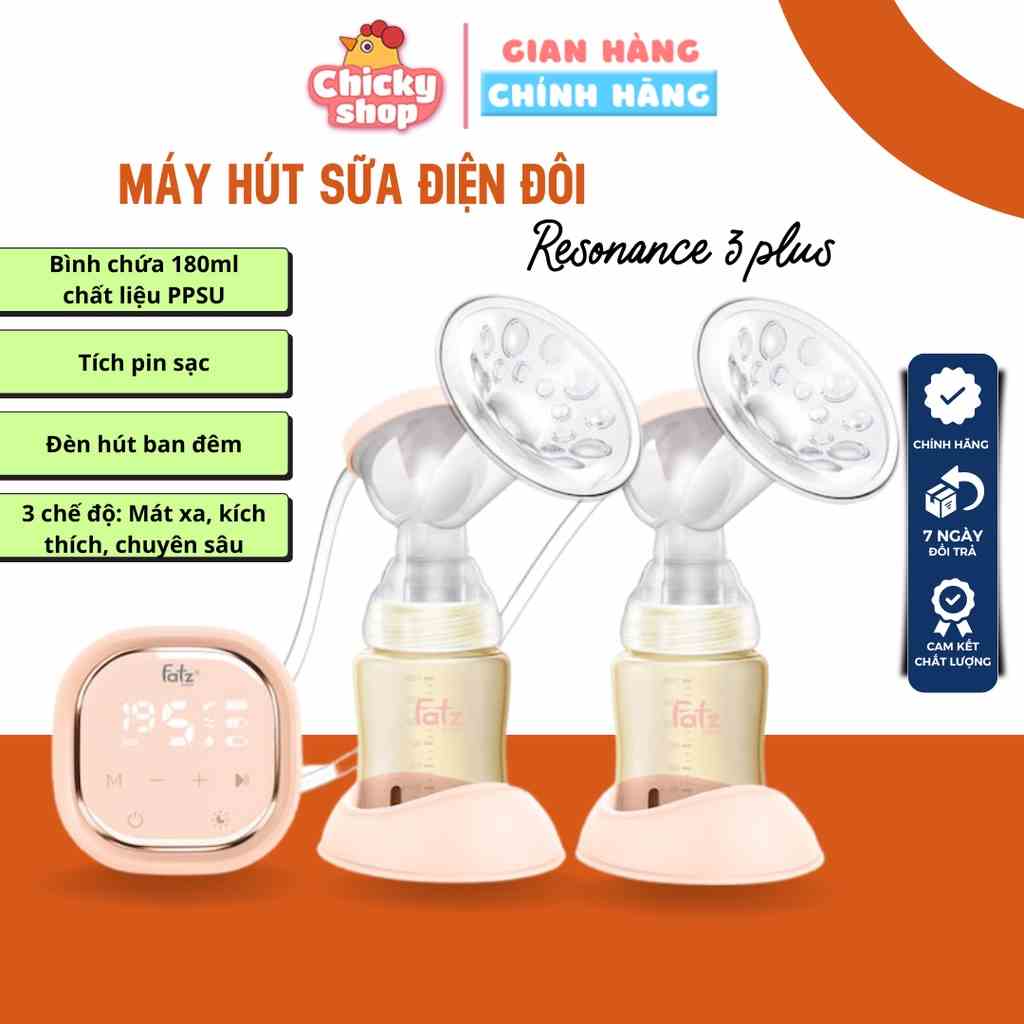 Máy hút sữa điện đôi Resonance 3 Plus FatzBaby FB1161VN (bình PPSU)