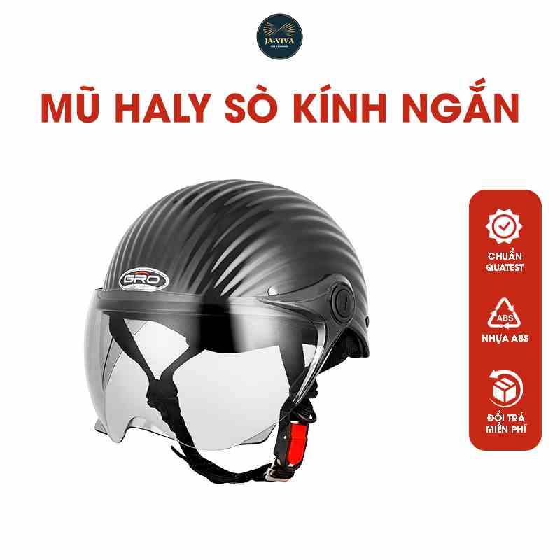 Mũ bảo hiểm nửa đầu GRO haly vân sóng loại có kính ngắn lượn cho nam nữ