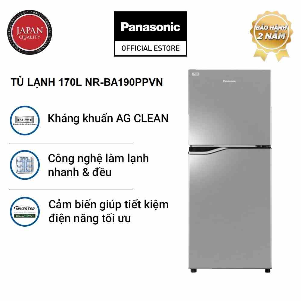 [TRẢ GÓP 0%] Tủ lạnh Panasonic Inverter 170 lít NR-BA190PPVN - Tinh thể bạc Ag