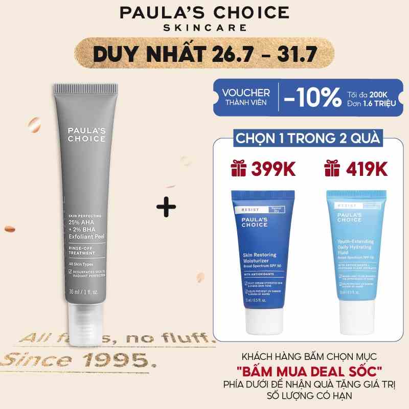 Tinh chất tái tạo tế bào mới Paulas Choice 25% AHA + 2% BHA Exfoliant Peel 30ml - 9560