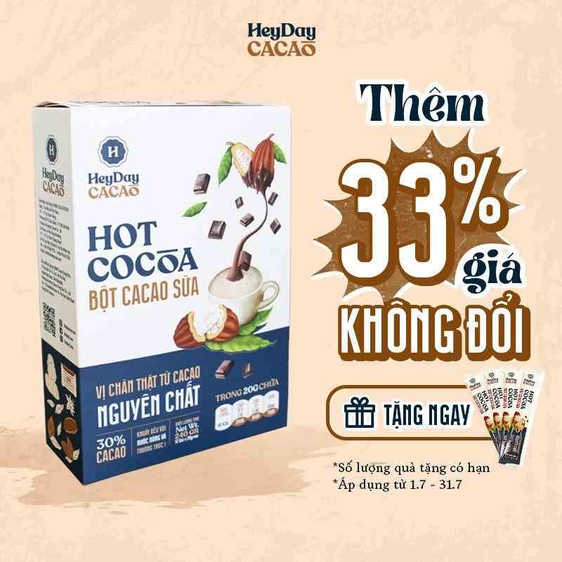 [Mã BMLTB35 giảm đến 35K đơn 99K] Bột Cacao Sữa Heyday - Đậm Vị Chân Thật Từ Cacao Nguyên Chất - Hộp Giấy 12 Gói x 20g