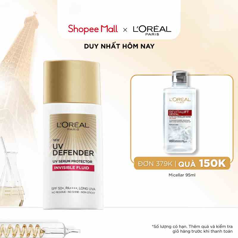 Kem chống nắng x20 thoáng da mỏng nhẹ L’Oreal Paris UV Defender Serum 50ml SPF 50++