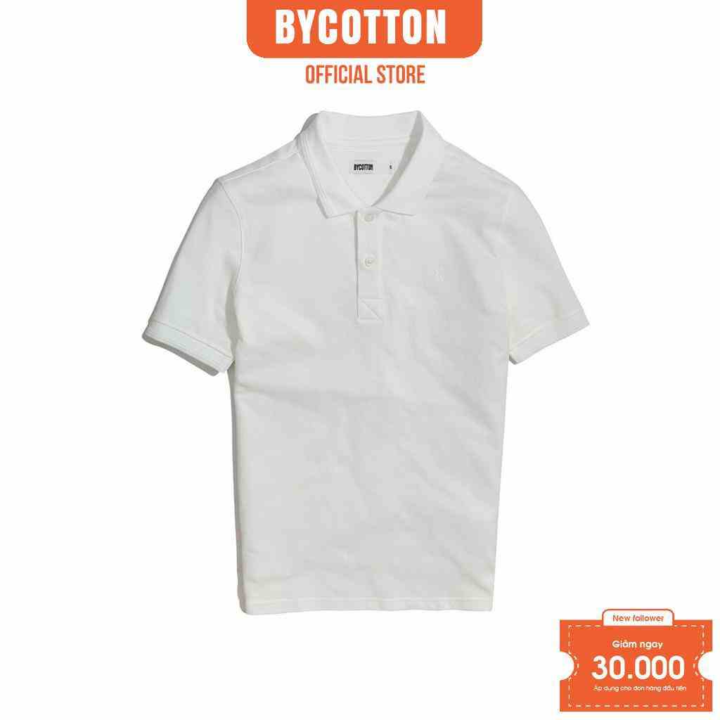 [Mã BYCO300T8 giảm 30% đơn 0K] Áo Thun Nam Polo Cổ Bẻ Trắng BY COTTON White Basic Polo