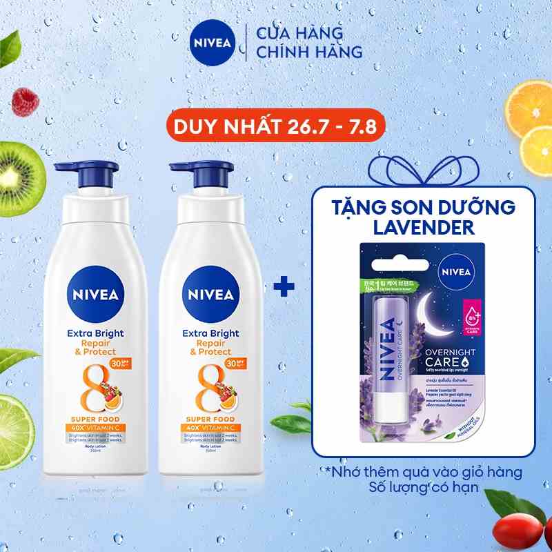 Bộ 2 sữa dưỡng thể dưỡng trắng Nivea giúp phục hồi & chống nắng (350ml/chai) - 88311