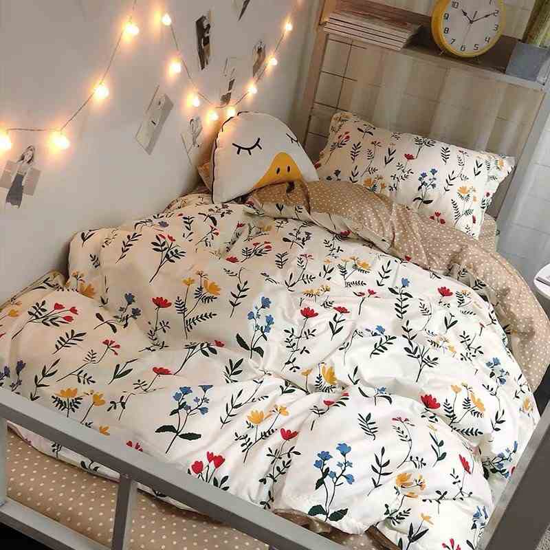 Bộ chăn ga gối cotton poly Lidaco decor phòng ngủ vintage - Hoa Mùa Hạ (SP000900)