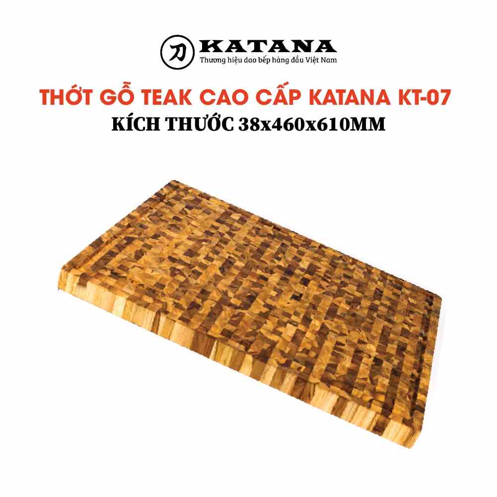 Thớt gỗ Teak KATANA hình chữ nhật KT07 460x610x38mm