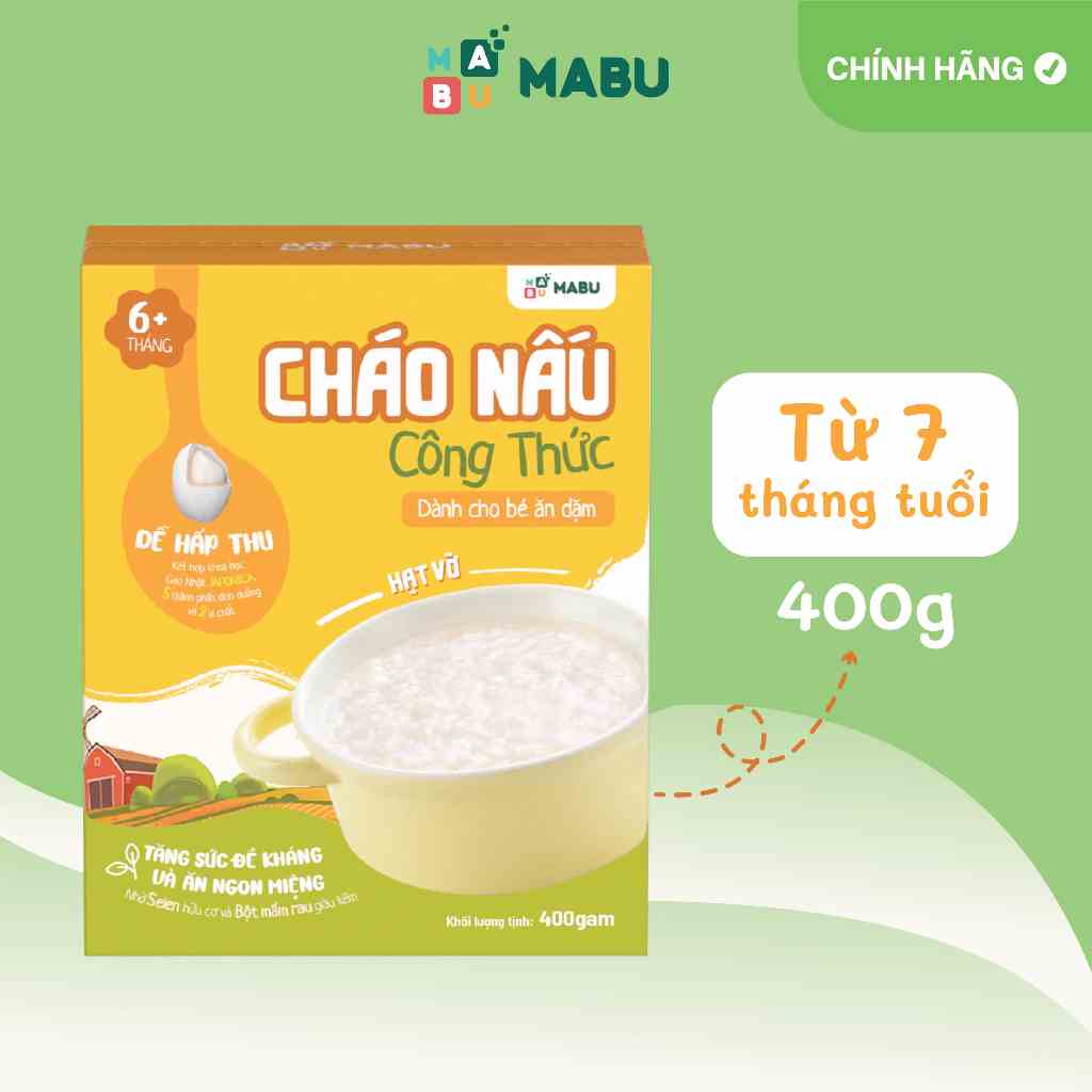 Cháo nấu công thức Mabu hạt vỡ (400gr), nấu nhanh dành cho bé từ 7 tháng tuổi, ăn dặm truyền thống, kiểu Nhật 400g