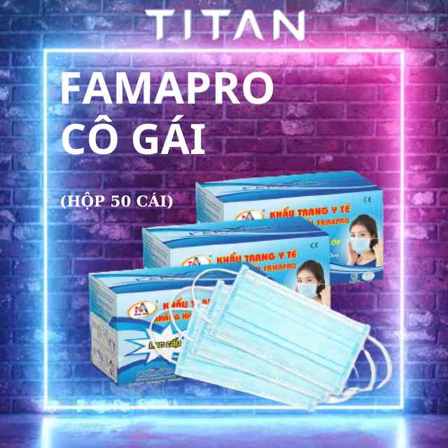 Khẩu Trang Cô Gái - Combo 3 Hộp Khẩu trang y tế 4 lớp kháng khuẩn Famapro (50 cái/ hộp )