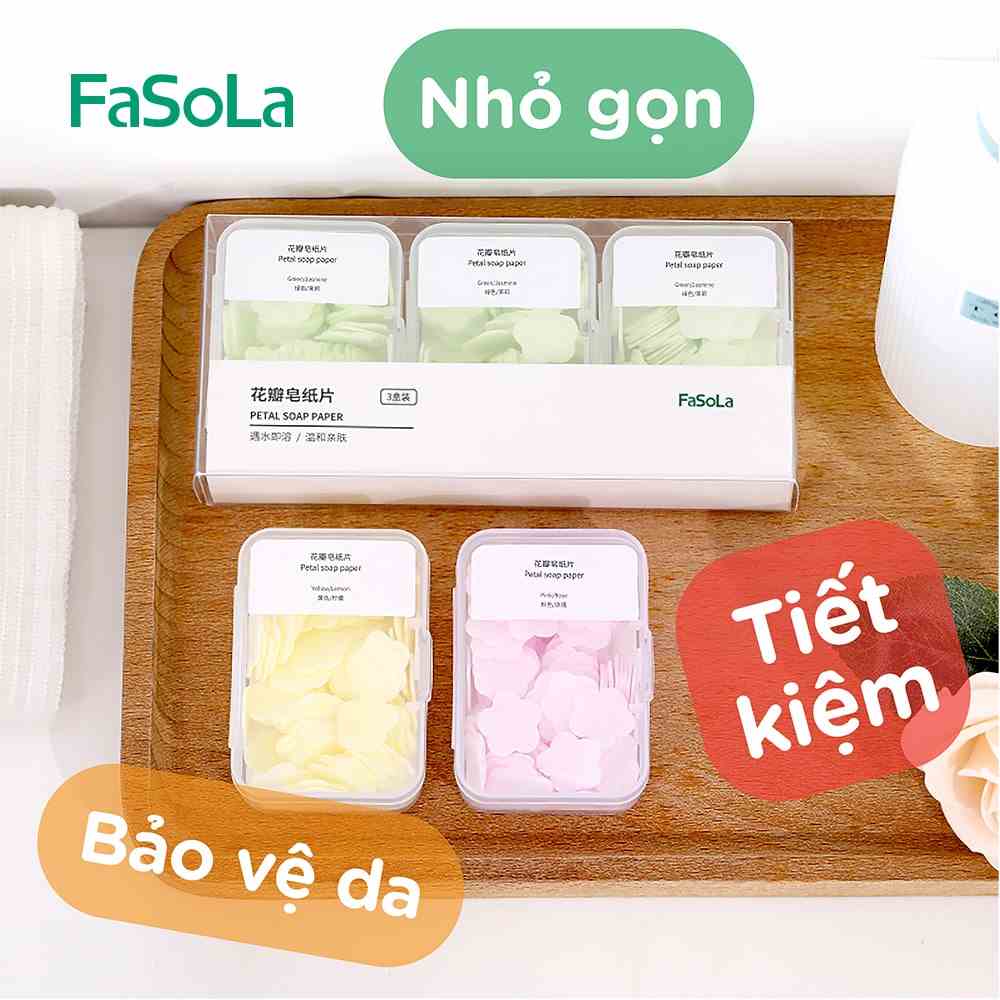 [Mã BMLTB200 giảm đến 100K đơn 499K] Xà phòng giấy rửa tay hình cánh hoa (combo 3 hộp) FASOLA FSLJY-393