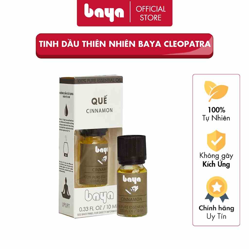 Tinh dầu Thơm Phòng Organic BAYA CLEOPATRA Nguyên Chất Đạt Tiêu Chuẩn Mỹ Có Kiểm Định Dung Tích 10ml 2000131