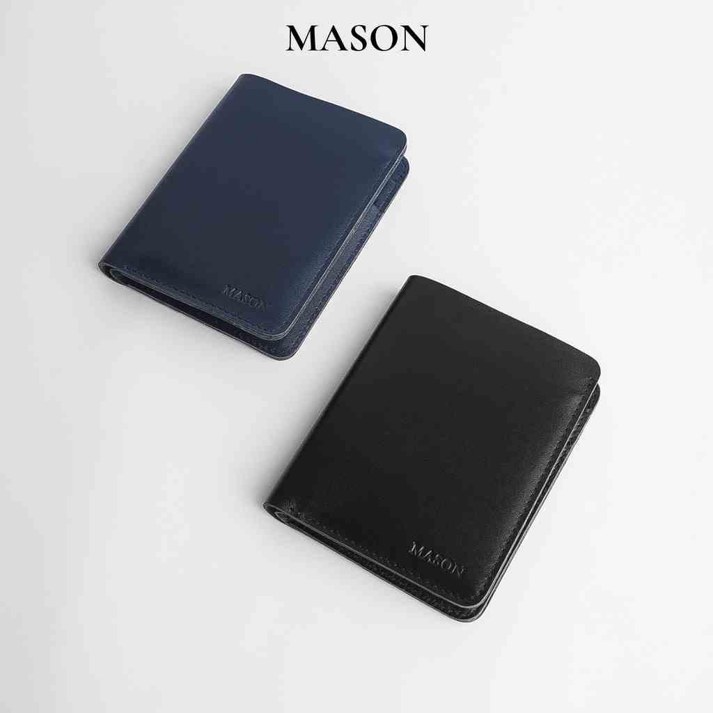 Ví nam mini da bò thật dáng đứng NAPPA cầm tay nhỏ gọn thương hiệu MASON - M03