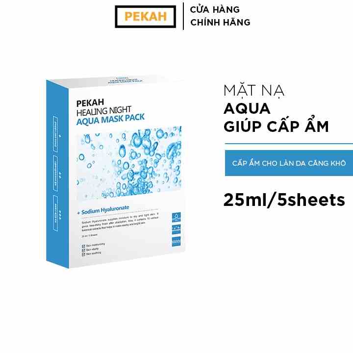 [Mã BMLT30 giảm đến 30K đơn 299K] Hộp Mặt Nạ 5 Miếng Cấp Ẩm Cho Da PEKAH Healing Night Aqua Mask Pack 25ml/5sheets