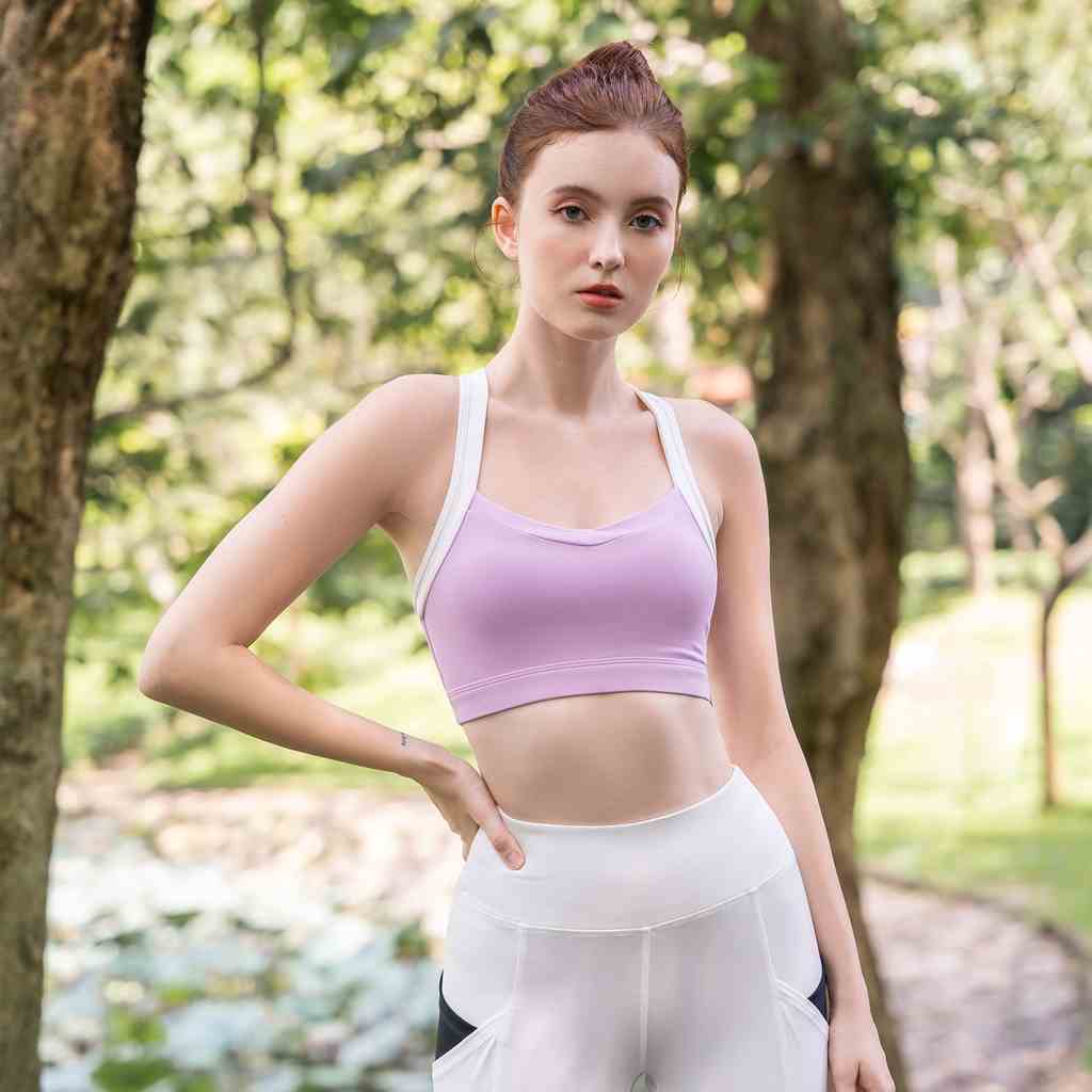 Áo tập Yoga Gym dây phối trắng BA507 Hibi Sports - Có mút nâng ngực bên trong