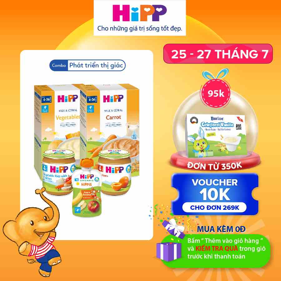 Combo ăn dặm HiPP Organic số 3: Phát triển thị giác