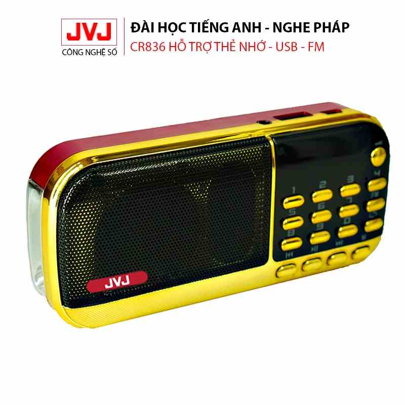 Loa nghe pháp mini JVJ J-836S 2 Pin sử dụng thẻ nhớ,USB học tiếng anh, đài FM, đèn pin siêu sáng - BH 12 tháng