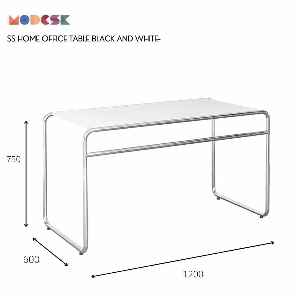 Bàn Studio Làm Việc MODESK SS Home Office Table Black & White Inox 304 Ván MFC An Cường D120xR60xC75cm