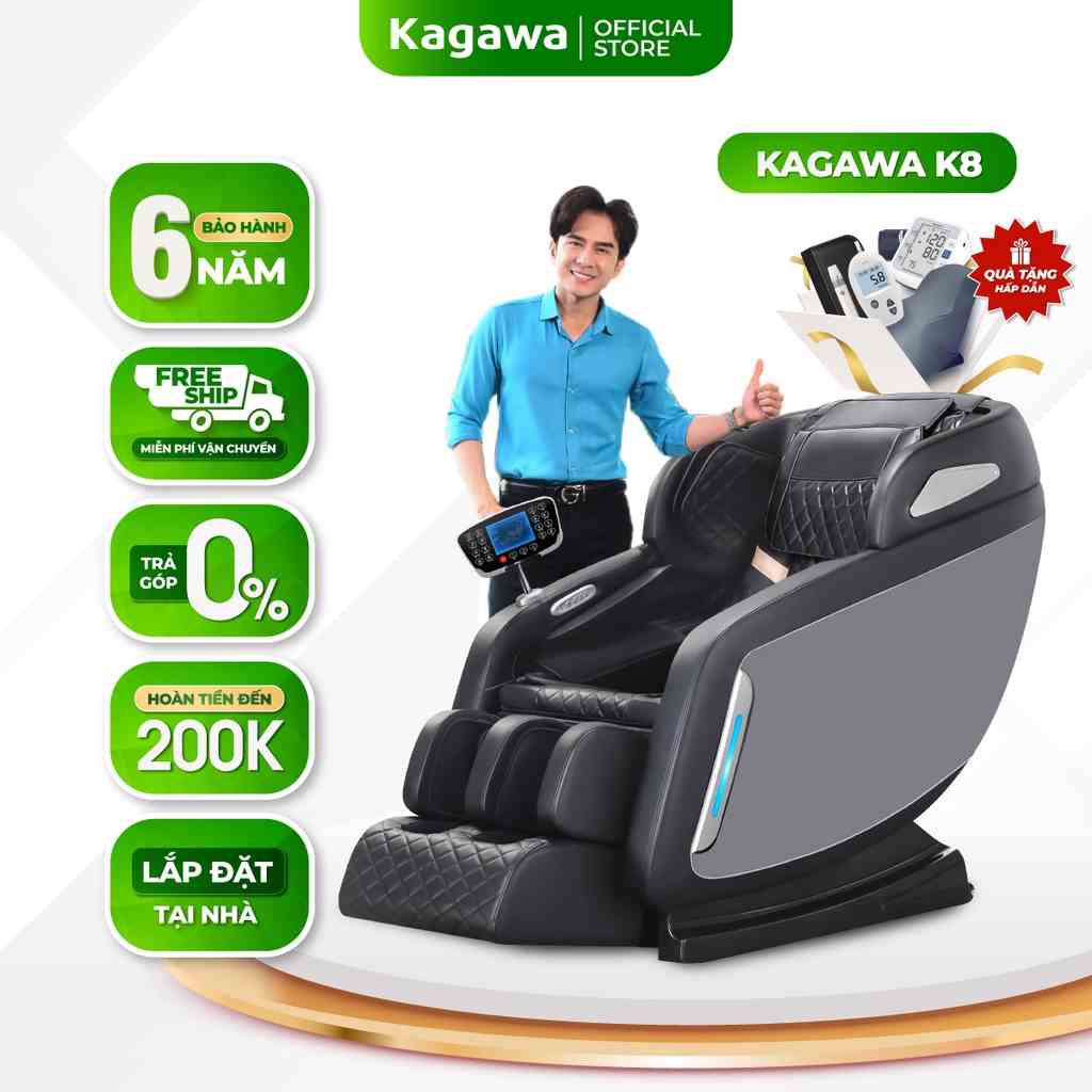 Ghế massage trị liệu toàn thân Kagawa K8 [CAO CẤP] hỗ trợ giảm đau xương khớp, giúp thư giãn thoải mái, giảm stress